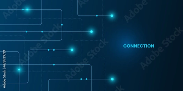 Obraz Geometric Circuit connect lines and dots, Network technology and Connection concept. Simple technology graphic background. Vector Illustration.