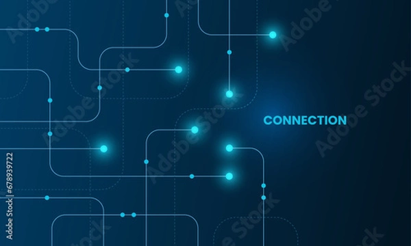 Obraz Geometric Circuit connect lines and dots, Network technology and Connection concept. Simple technology graphic background. Vector Illustration.