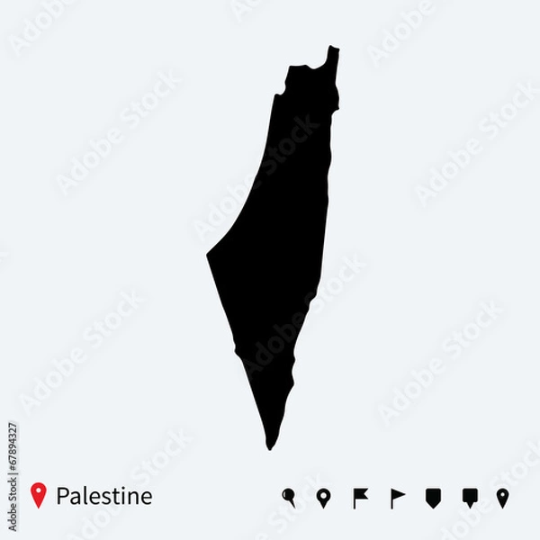 Fototapeta High detailed vector map of Palestine with navigation pins.