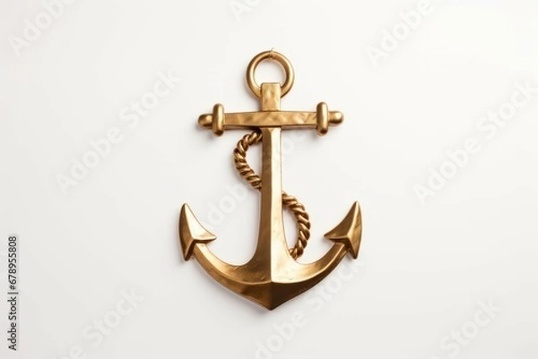 Obraz Gold anchor on white backdrop