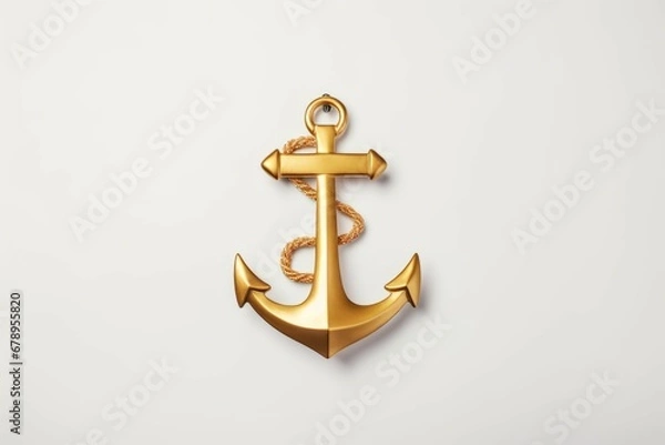 Obraz Gold anchor on white backdrop