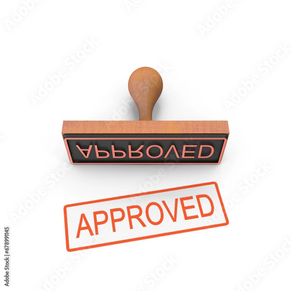 Fototapeta 3D Rubber stamp seal with approved text on transparent background