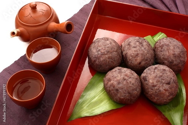 Obraz ぼた餅　おはぎ　和菓子　日本茶