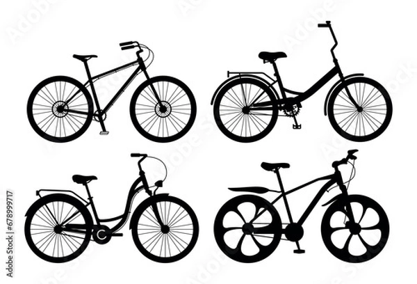 Obraz Bicycle silhouette stencil templates clipart bundle