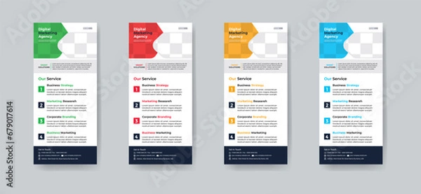 Fototapeta Modern creative corporate business dl flyer or rack card layout concept background flyer brochure cover template for grow up your business to the next level