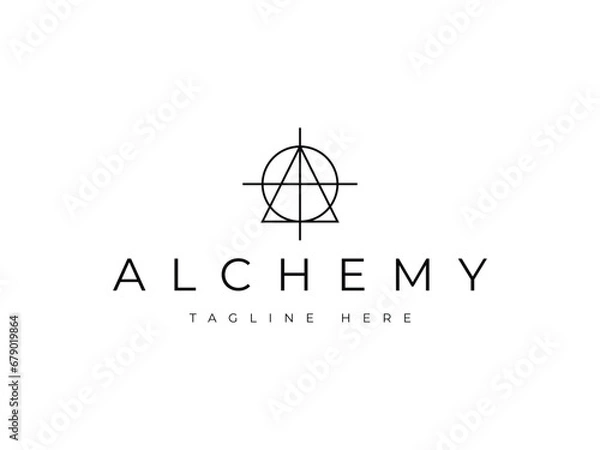 Obraz alchemy line sacred geometry logo design