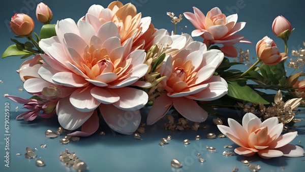 Fototapeta pink water lily generative ai