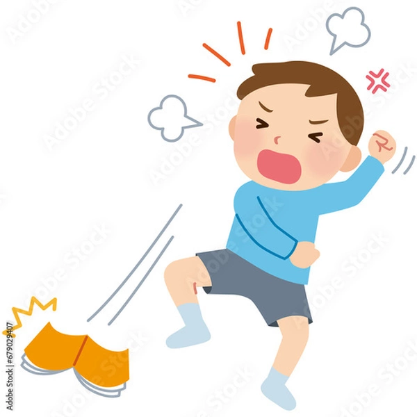 Fototapeta 癇癪を起こす子供　男の子　発達障害　衝動性