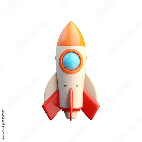 Fototapeta 3d rocket illustration, material, icon, vector, decorative design element, transparent background, app icon