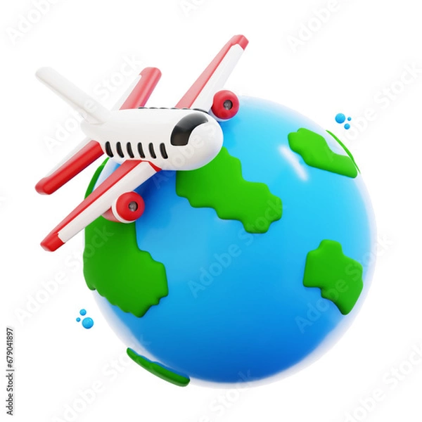 Fototapeta 3d rendering airplane travel illustration