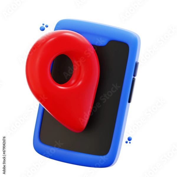 Obraz 3d rendering smartphone location illustration
