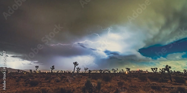 Obraz Lightning Storm Over Joshua Tree