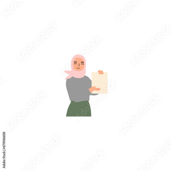 Fototapeta set of poses of beautiful women wearing hijabs arabian