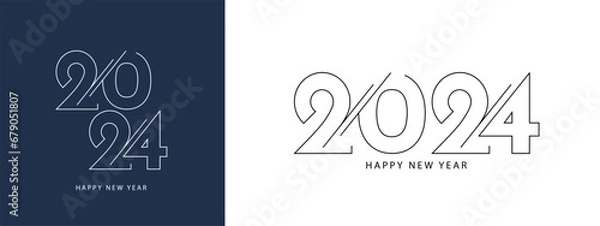 Fototapeta 2024 happy new year logo text design. Creative and modern 2024 number typography. Template for poster, card, banner, cover and calendar. Vector illustration