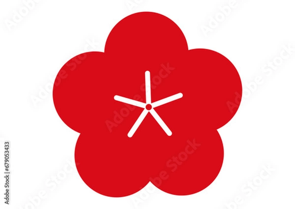Obraz 梅の花のアイコン スタンダードでシンプルな赤い梅の花びらのイラスト素材	