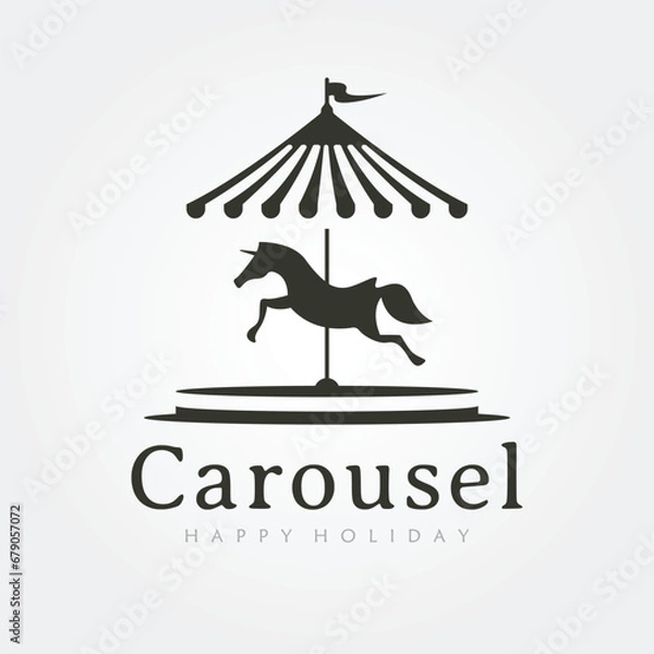 Fototapeta vector of carousel horse vintage logo illustration design, Merry-go-round vector design