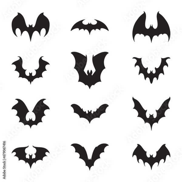 Obraz Set of bat silhouette vector