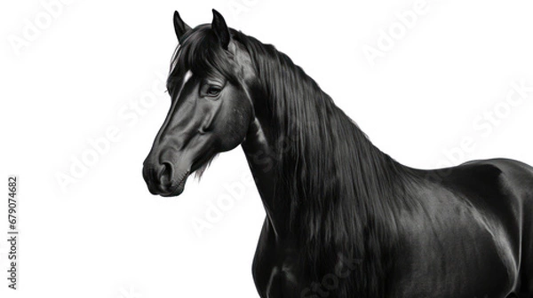 Fototapeta Close-up Arabian black horse on the transparent background