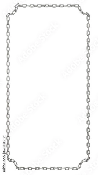 Obraz Crafted from a single line of metal chains, this rectangular frame design is available in PNG format with a transparent background. Vertical                                                            