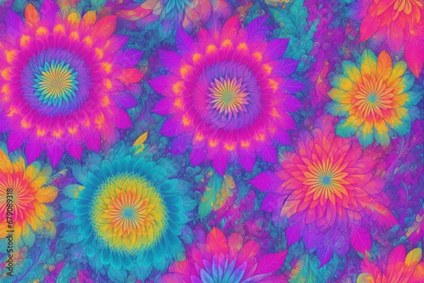 Fototapeta An abstract colorful flower background. Abstract Floral Symphony. Generative AI