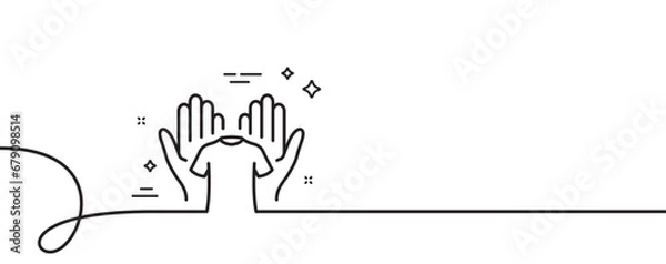 Fototapeta Hold t-shirt line icon. Continuous one line with curl. Laundry shirt sign. Clothing cleaner symbol. Hold t-shirt single outline ribbon. Loop curve pattern. Vector