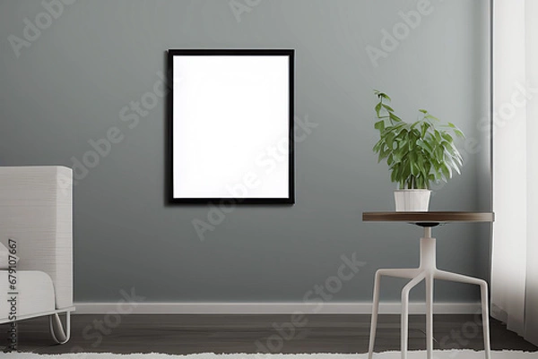 Fototapeta Podium Display Home office concept, picture frame mockup, wall background, Elegant working space, interior design