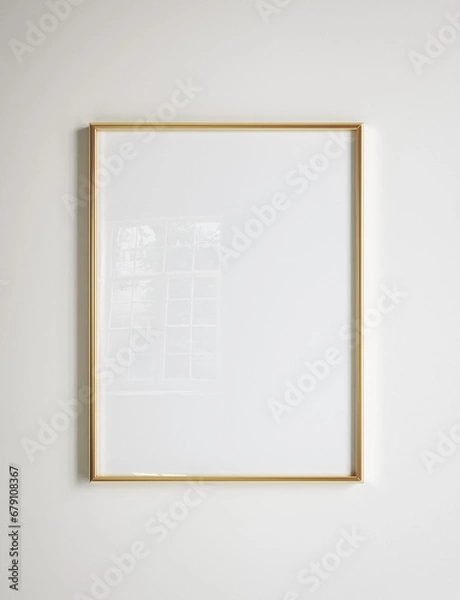 Fototapeta Golden poster frame mockup close up, 3d render