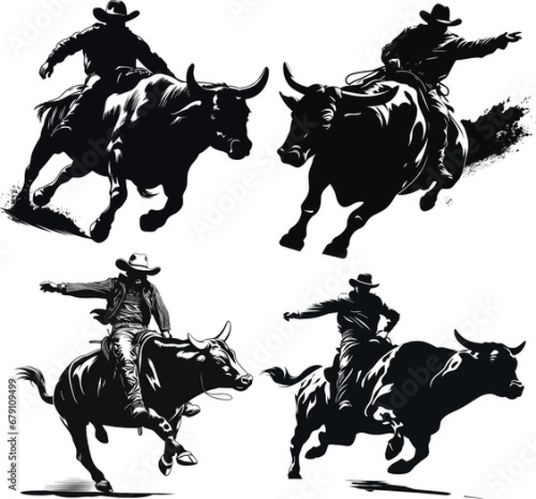 Obraz cowboy rodeo silhouette 2