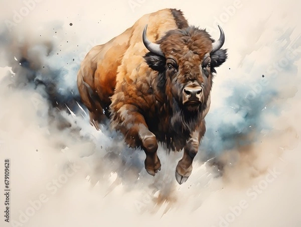 Obraz Thoughtful Bison in Minimalist Nature Study