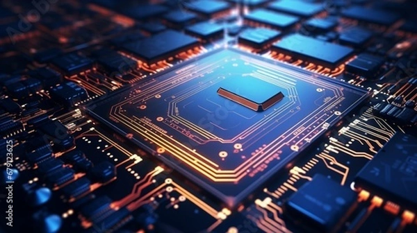 Fototapeta Microprocessors and circuitry forming a high-resolution digital display.
