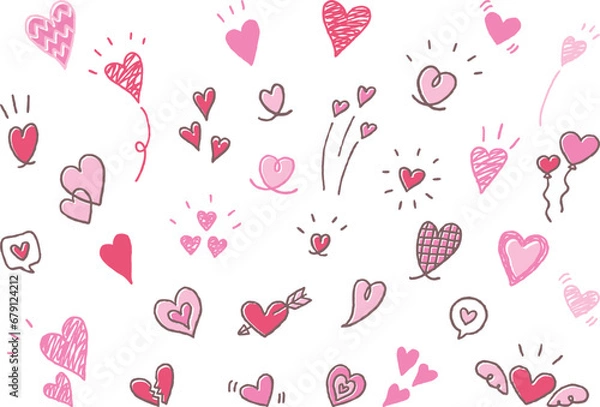 Obraz かわいいハートの手描きイラスト