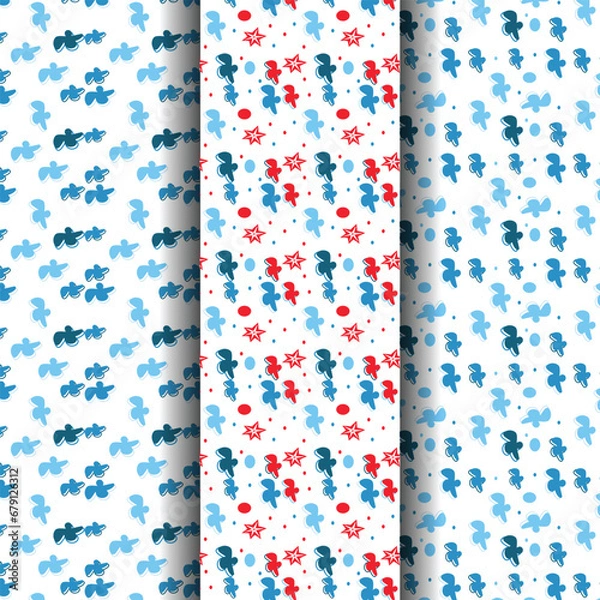 Obraz Vector illustration set of winter patterns. Cute Winter hand drawn patterns set for your decoration, vector illustration