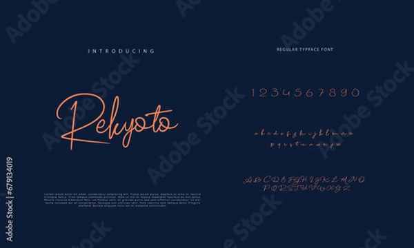 Fototapeta Handwritten Script font. Hand drawn brush style modern calligraphy cursive typeface. Hand Lettering and Custom Typography alphabet for Designs: Logo, Greeting Cards, Poster. Vector Brush type set.
