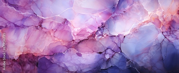 Fototapeta Luxury purple and gold stone marble texture. Alcohol ink technique abstract background. Modern paint with glitter. Template for banner, poster design. Fluid art painting