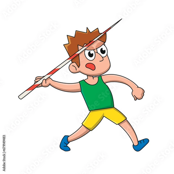 Obraz Javelin thrower. Cartoon style vector illustration