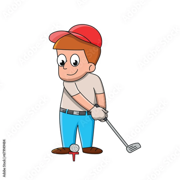 Obraz Golf player. Cartoon style vector illustration
