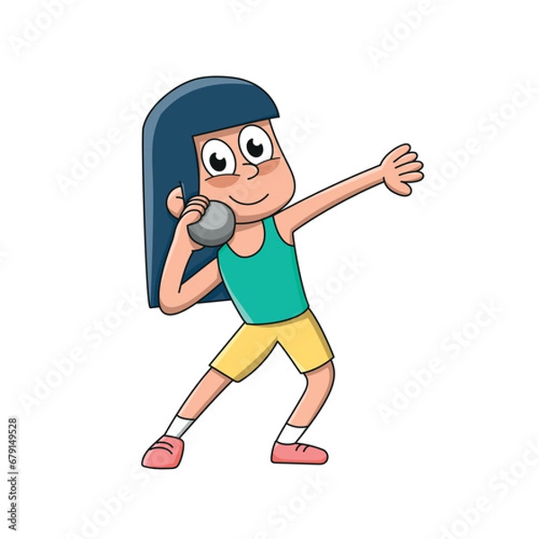 Obraz Shot put. Cartoon style vector illustration