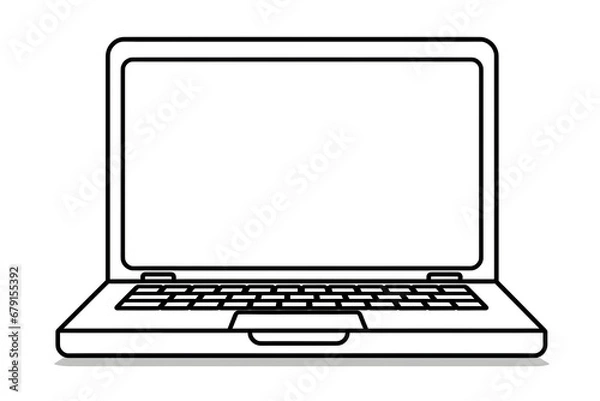 Fototapeta laptop isolated on white, Line icon of laptop on white background, vector graphic illustration, trendy design.
