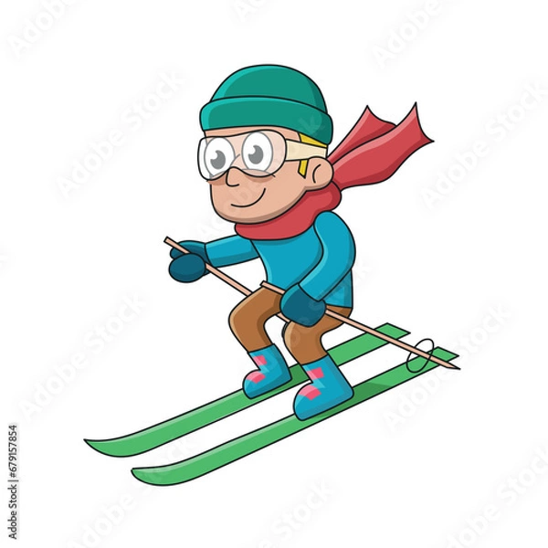 Obraz Skier. Cartoon style vector illustration