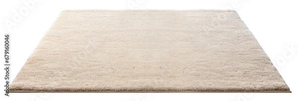 Obraz High-quality, plush beige rectangular carpet with a detailed soft texture, perfect for modern home interiors, on transparent background. Cut out home decor. Front view. PNG