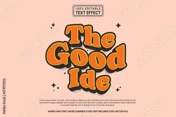 Fototapeta Editable text effect The Good Ide 3d cartoon template style modren premium vector