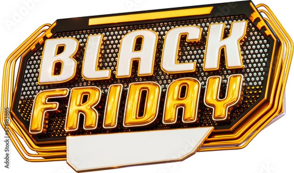 Obraz Black Friday Sale Banner 3d Render Cutout