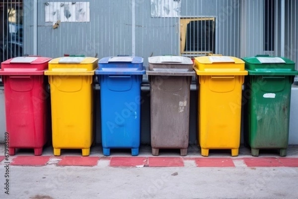 Obraz a view of several trash segregation bins
