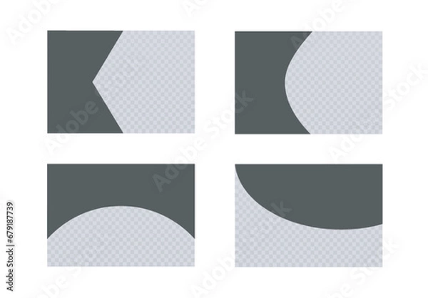 Fototapeta Mockup Banners with curved lines on side and top. 4 black vector templates on transparent. Divider shapes set. Empty Vector collection for design and advertising. Website banner, flyer, leaflet.