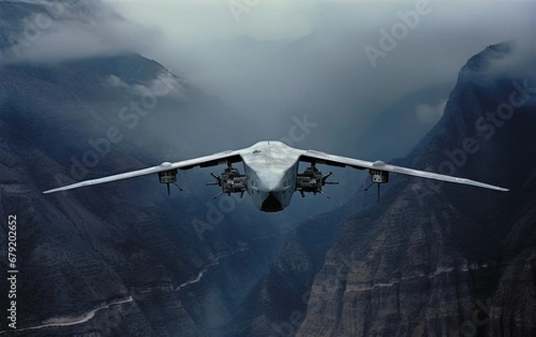 Fototapeta Attack drones. Great for stories of sci-fi, warfare, military technology AI, future tech, and more. 