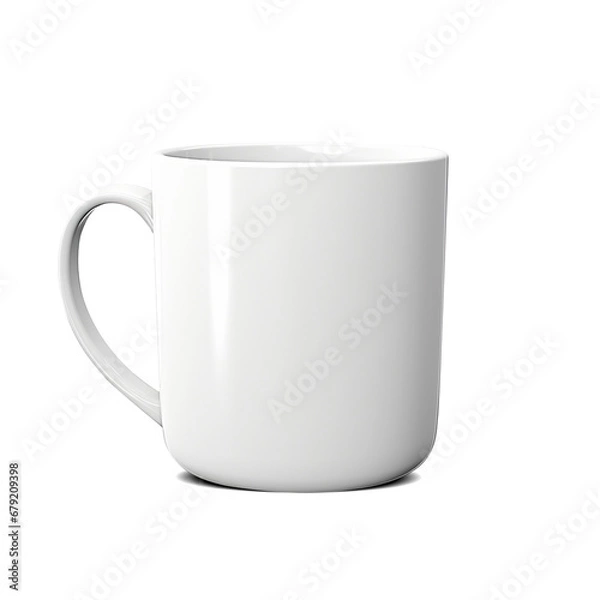 Obraz White cup isolated on transparent background, ai technology