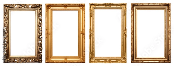 Fototapeta Set of golden frames - Isolated transparent PNG background - Premium pen tool cutout