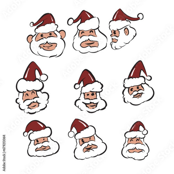 Obraz Santa Head Icon Set