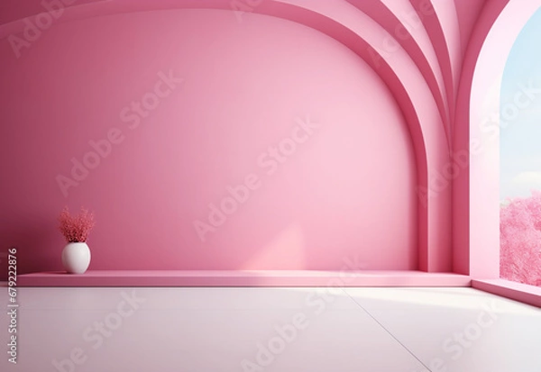 Fototapeta pink room with a window generating by AI technology