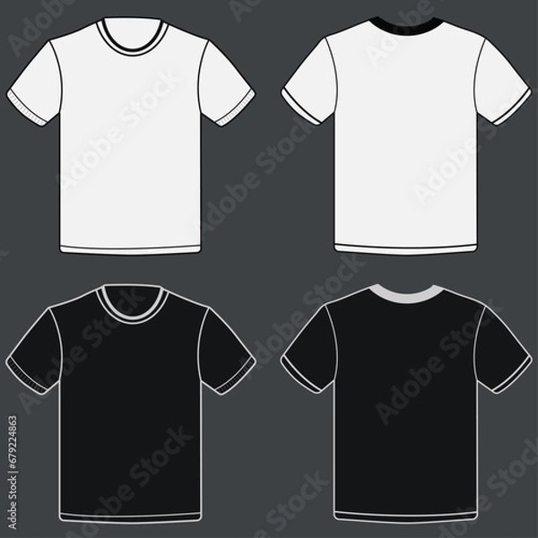 Fototapeta Blank white t-shirt template vector  and  t-shirt mock-up design